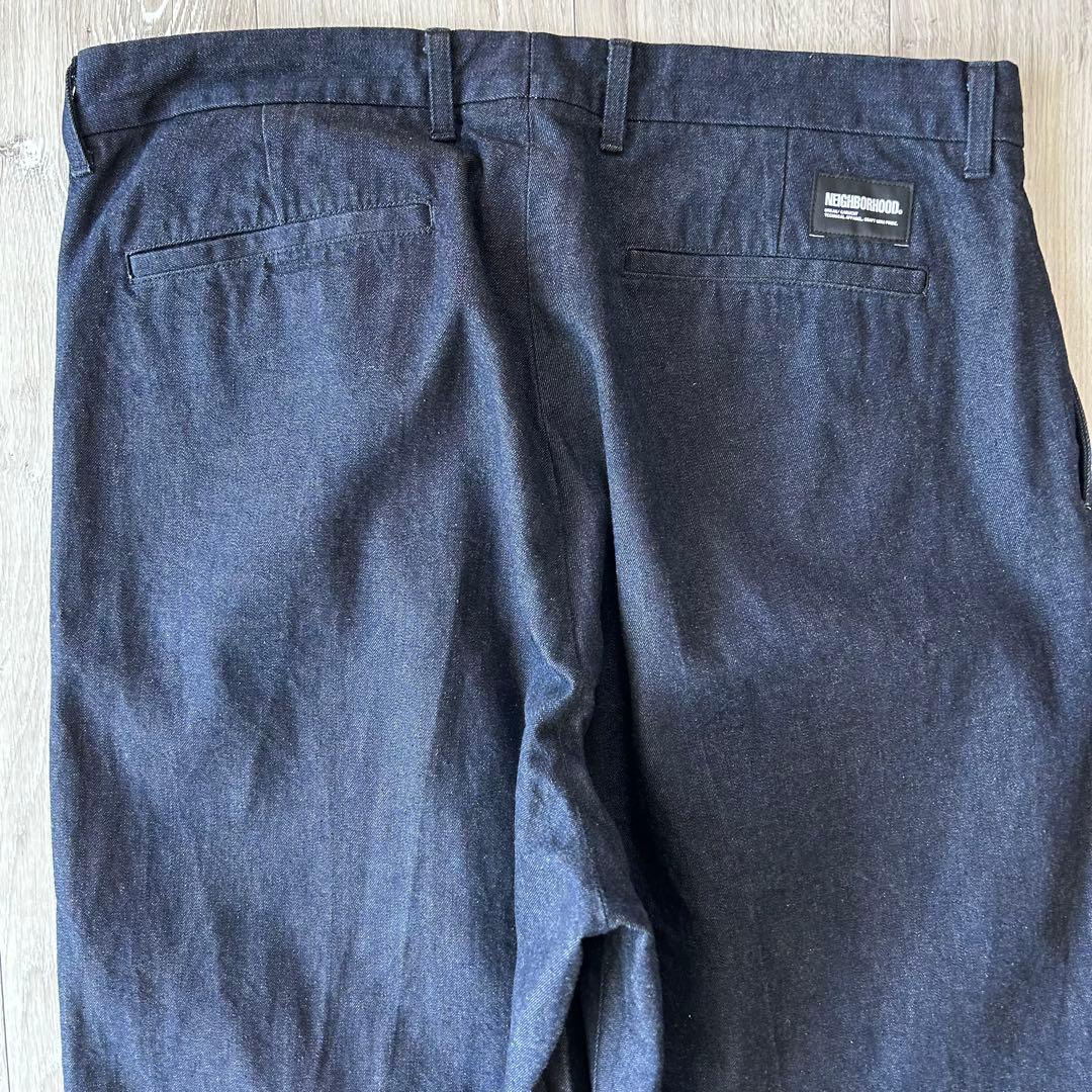 NEIGHBORHOOD ネイバーフッド デニムスラックス 紺 XL タック