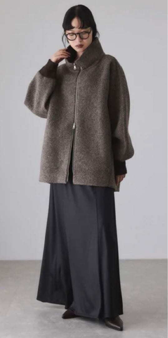 ADAM ET ROPÉ ヘリンボンツイードボンディングコーディガン