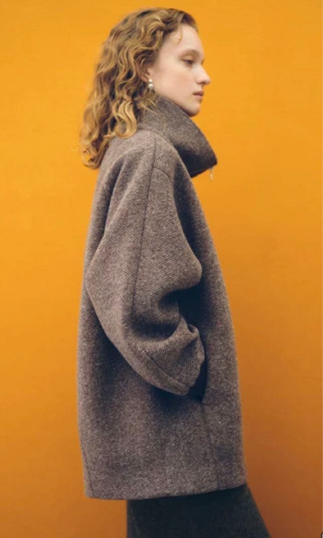 ADAM ET ROPÉ ヘリンボンツイードボンディングコーディガン