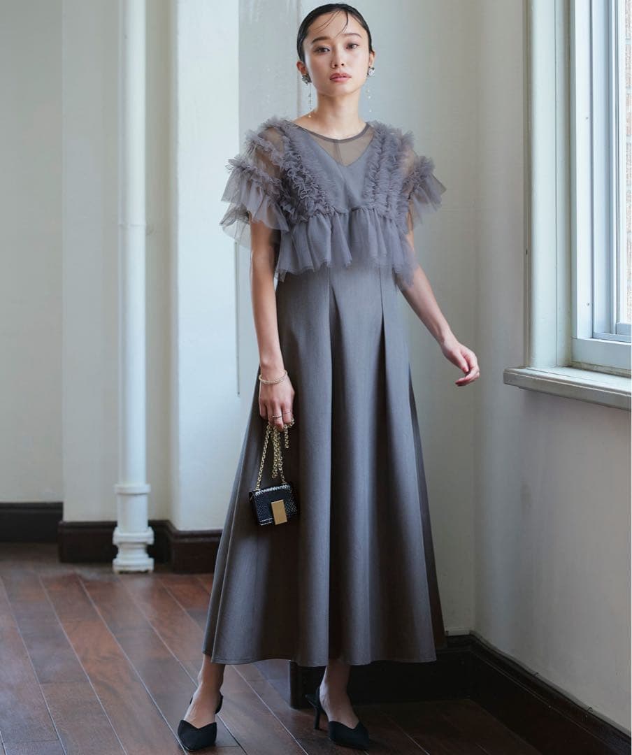 ルイルエブティック オケージョンドレス 結婚式 フリルチュール ワンピース LL