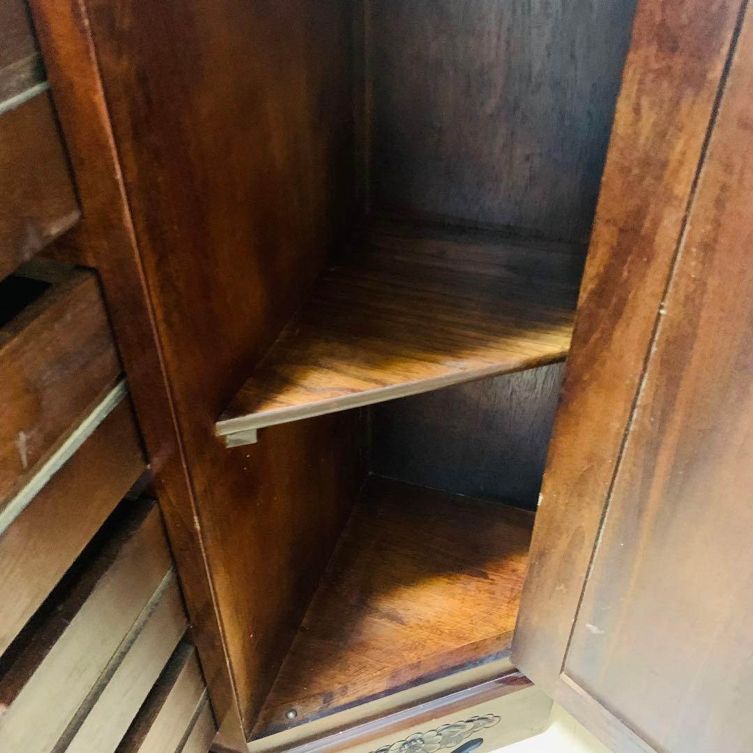 木彫刻 チェスト 引き出し 4段 サイドボード キャビネット アンティーク調