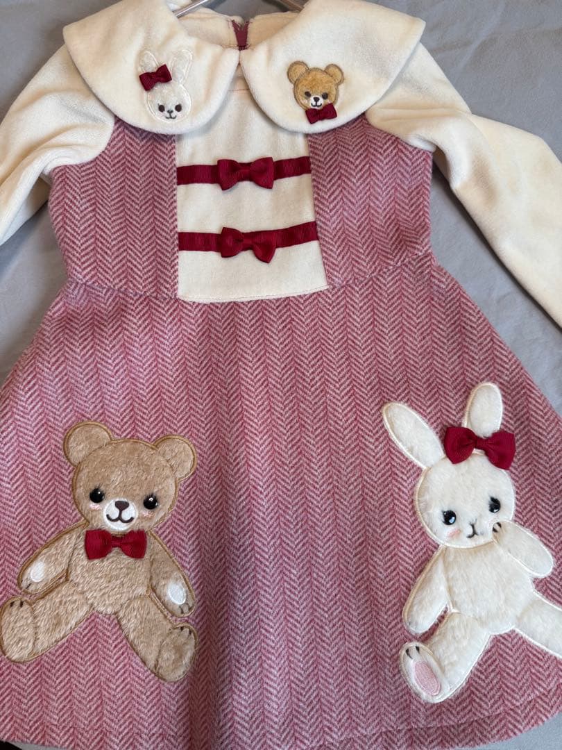 シャーリーテンプルうさぎクマヘリンボーンワンピース限定