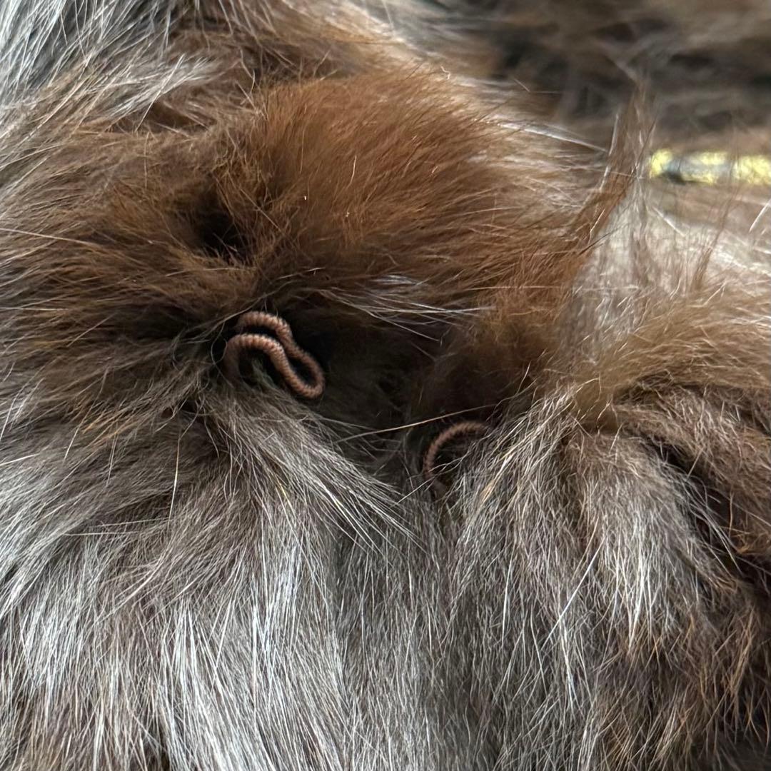 極美品☆ポンチョ アンゴラウール フォックスファー ケープコート フード 花柄