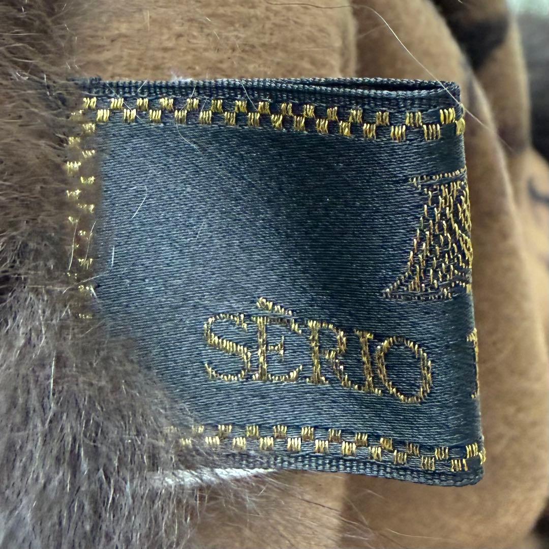 極美品☆ポンチョ アンゴラウール フォックスファー ケープコート フード 花柄