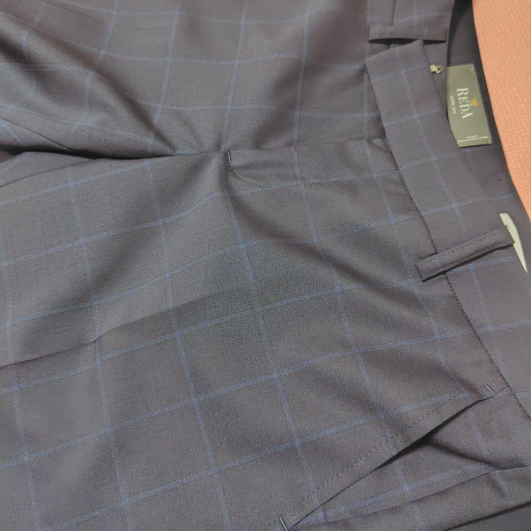 【美品】チェック柄スーツ&スカート　毛100%　SIZE40 ネイビー