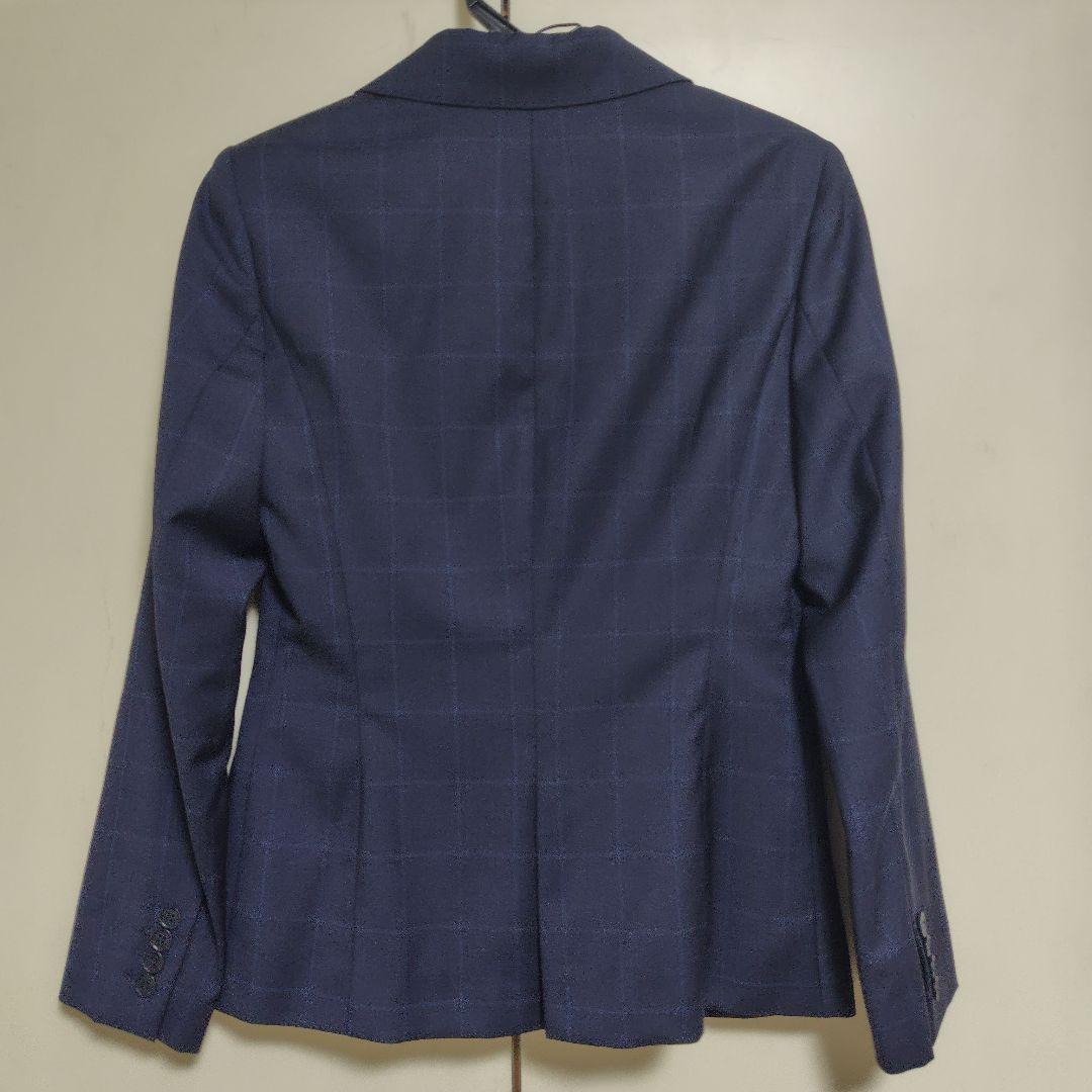【美品】チェック柄スーツ&スカート　毛100%　SIZE40 ネイビー