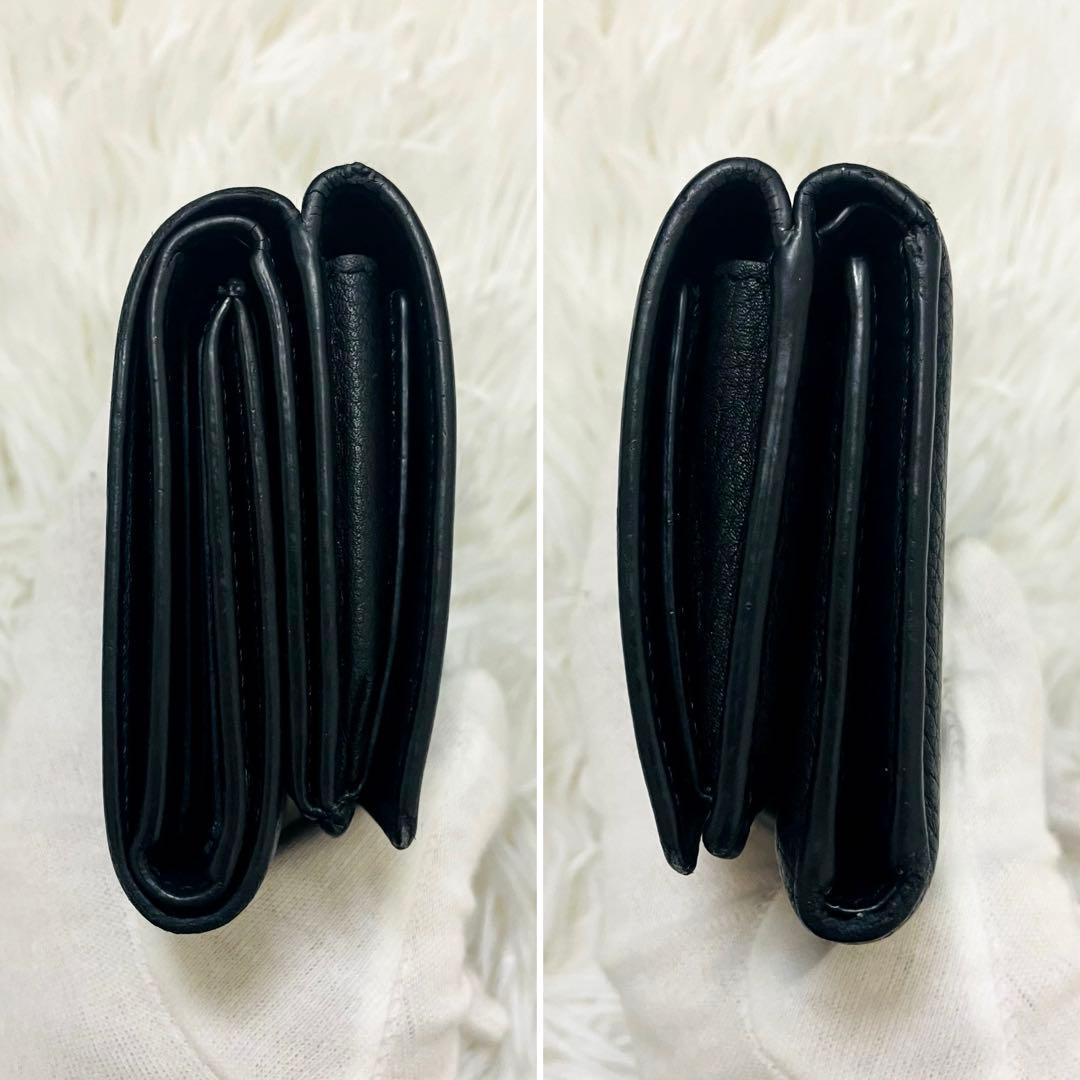 極美✨付属完備✨ロエベ 三つ折り財布 トライフォールド レザー ブラック 現行