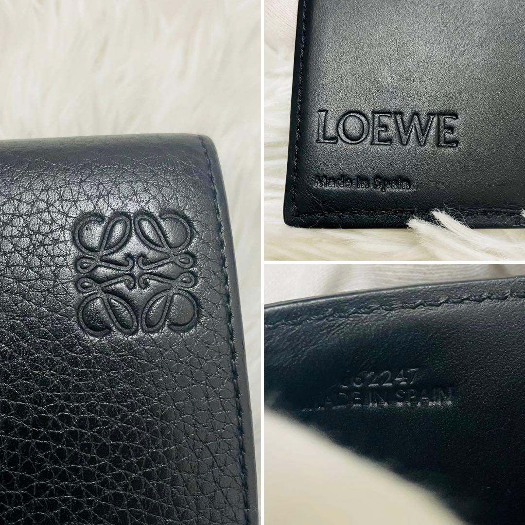極美✨付属完備✨ロエベ 三つ折り財布 トライフォールド レザー ブラック 現行