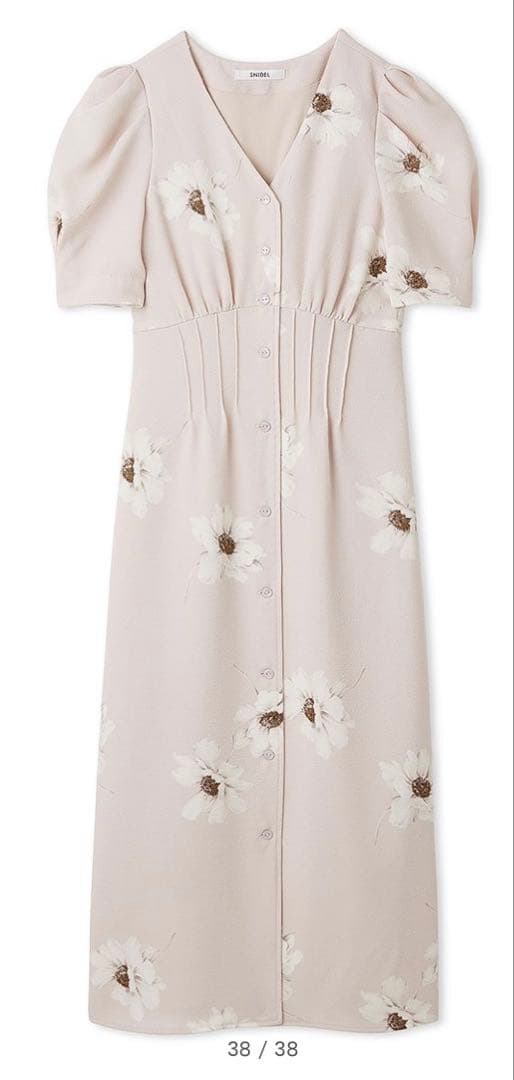 【FLOWER COLLECTION】プリントタイトワンピース　PBEG