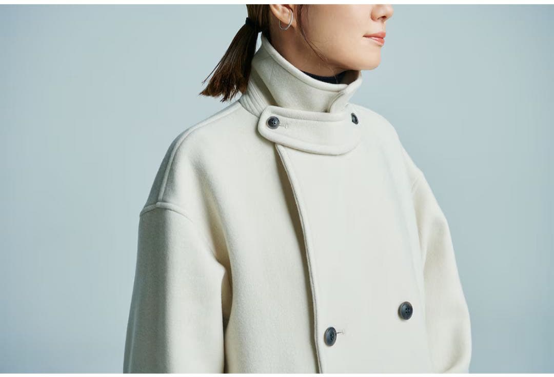 美品　uncrave アンクレイブ　プルーフメルトンロング Pコートグレー