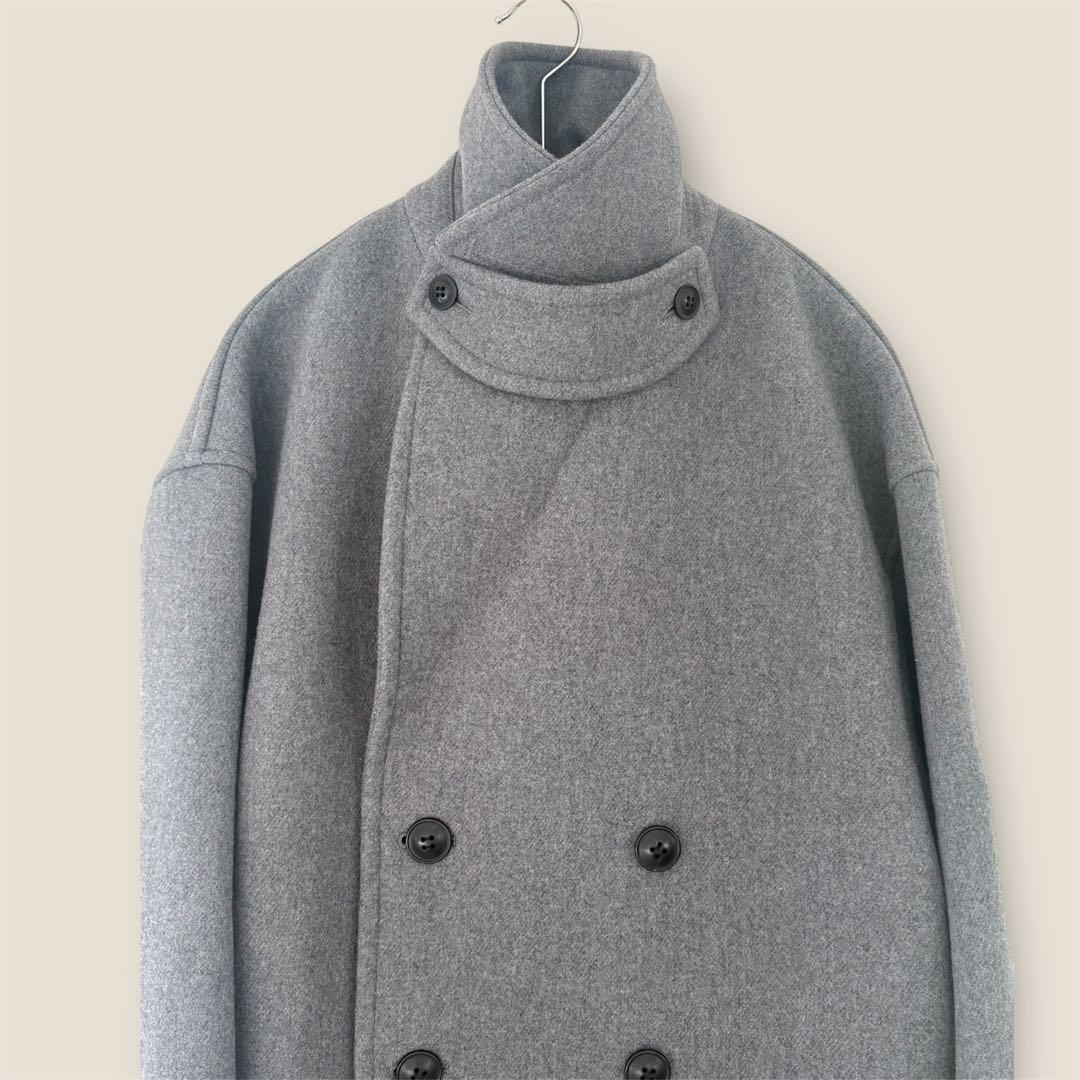 美品　uncrave アンクレイブ　プルーフメルトンロング Pコートグレー