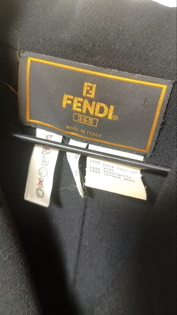 FENDI ブラック ダブルブレスト ロングコート