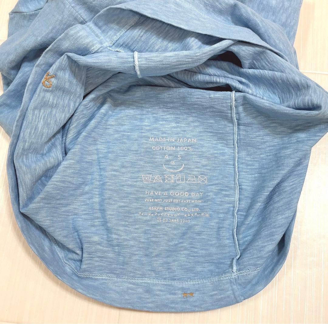 未使用タグ付き✨45R 25SS 天竺の四角ヘンリーネックTシャツ 草木染め