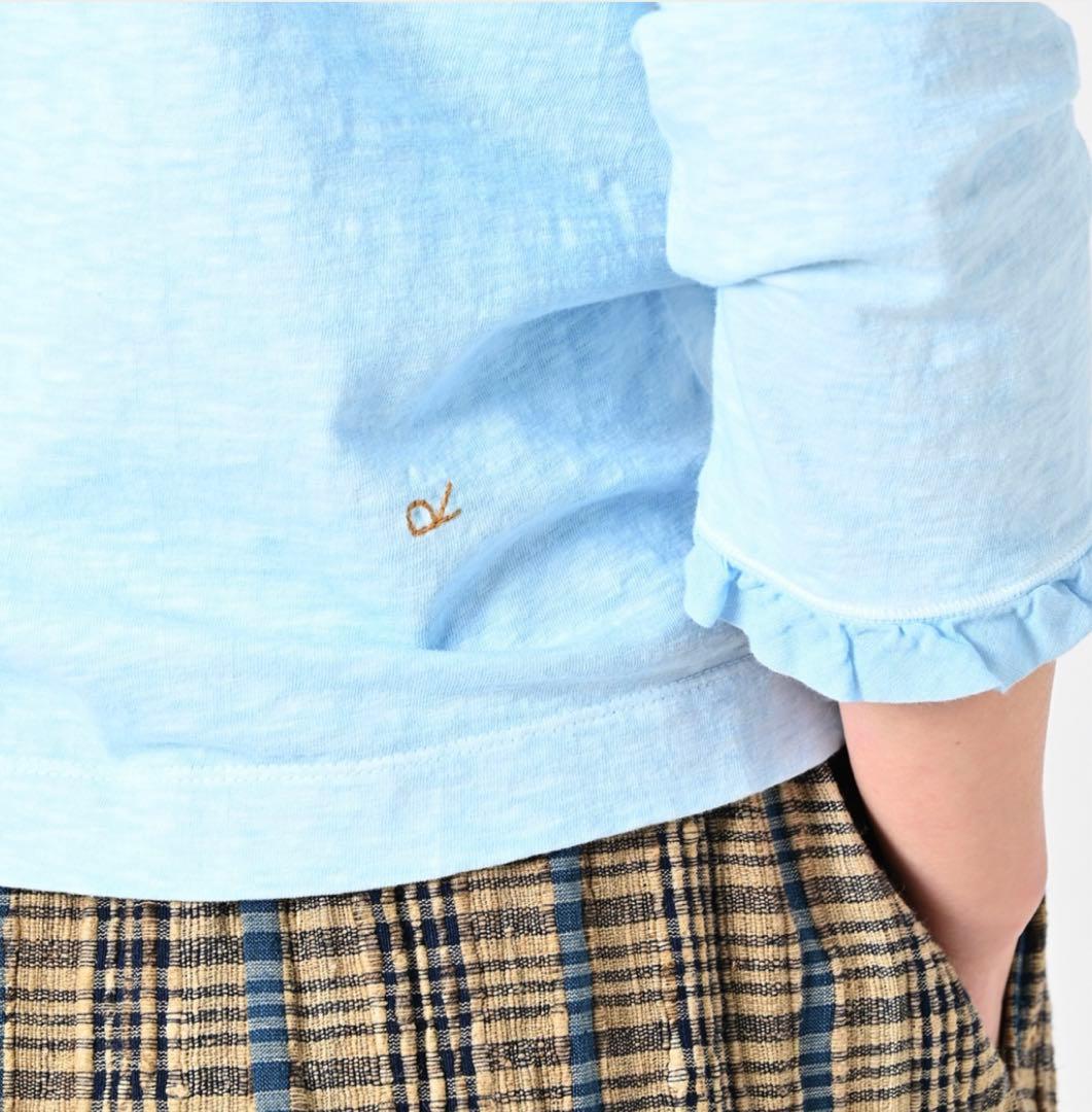 未使用タグ付き✨45R 25SS 天竺の四角ヘンリーネックTシャツ 草木染め