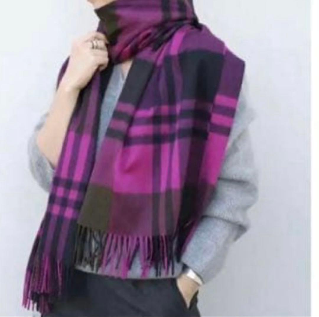 専用　Joshua Ellis カシミヤ大判ストールプライマリーブラックウォッチ