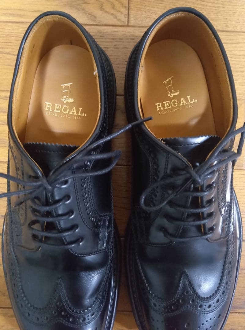 REGAL 26 3E ウィングチップ 黒 幅広 JN03 おかめ飾り リーガル