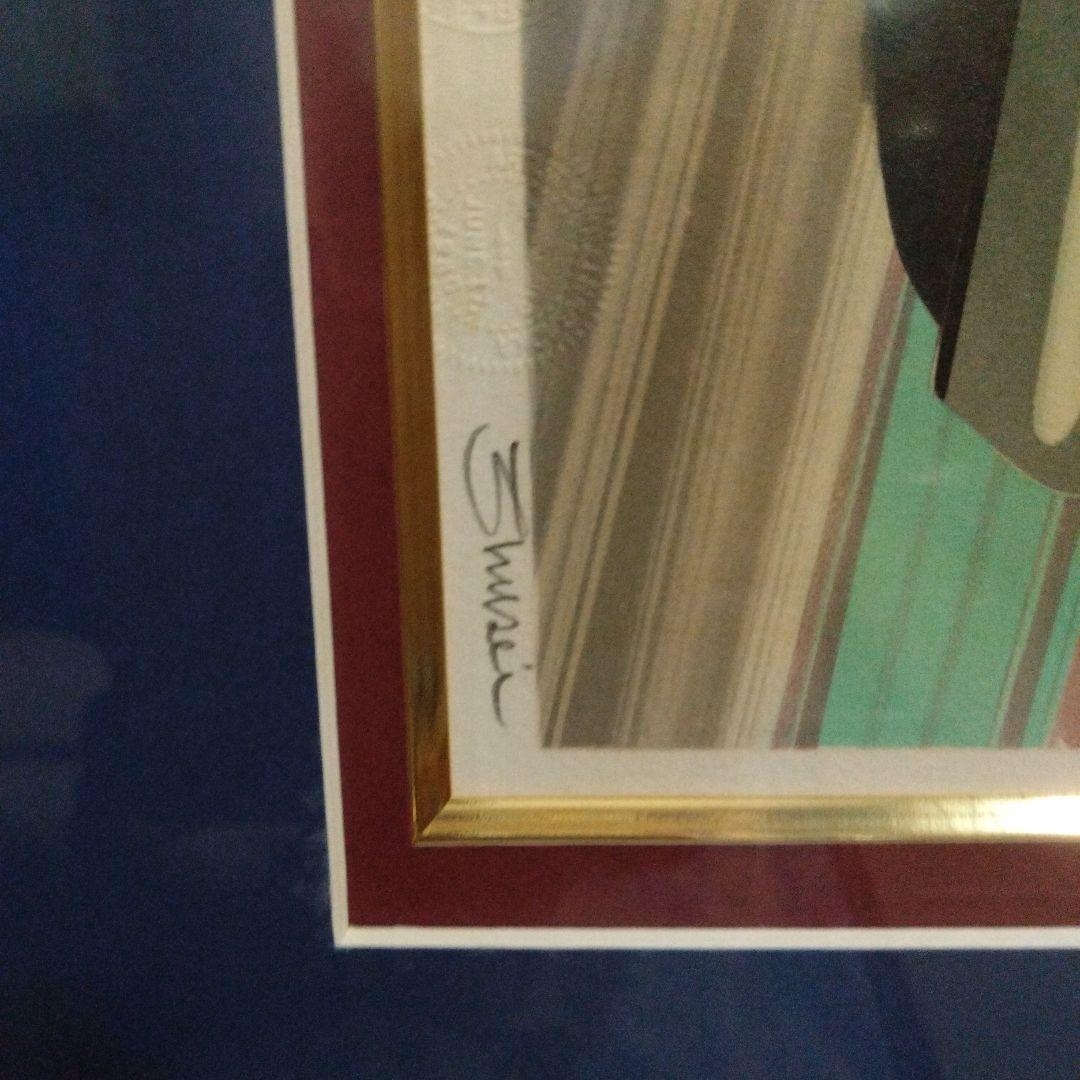 長岡秀星リトグラフ　アイルトン・セナ直筆サイン入り