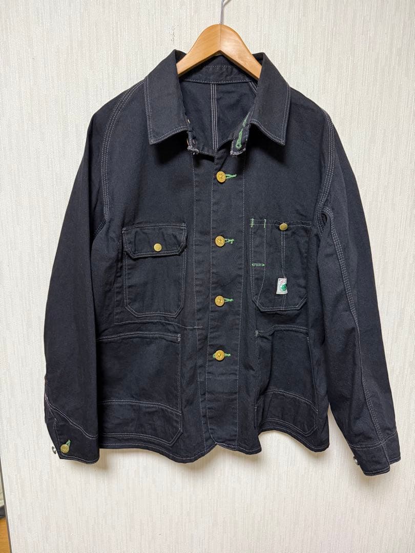 tcbジーンズ CAT HEAD ブラック カバーオール36