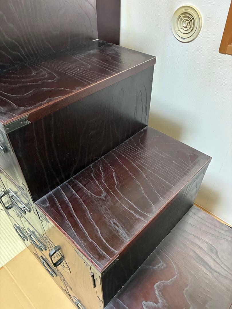 木製階段型箪笥 ダークブラウン
