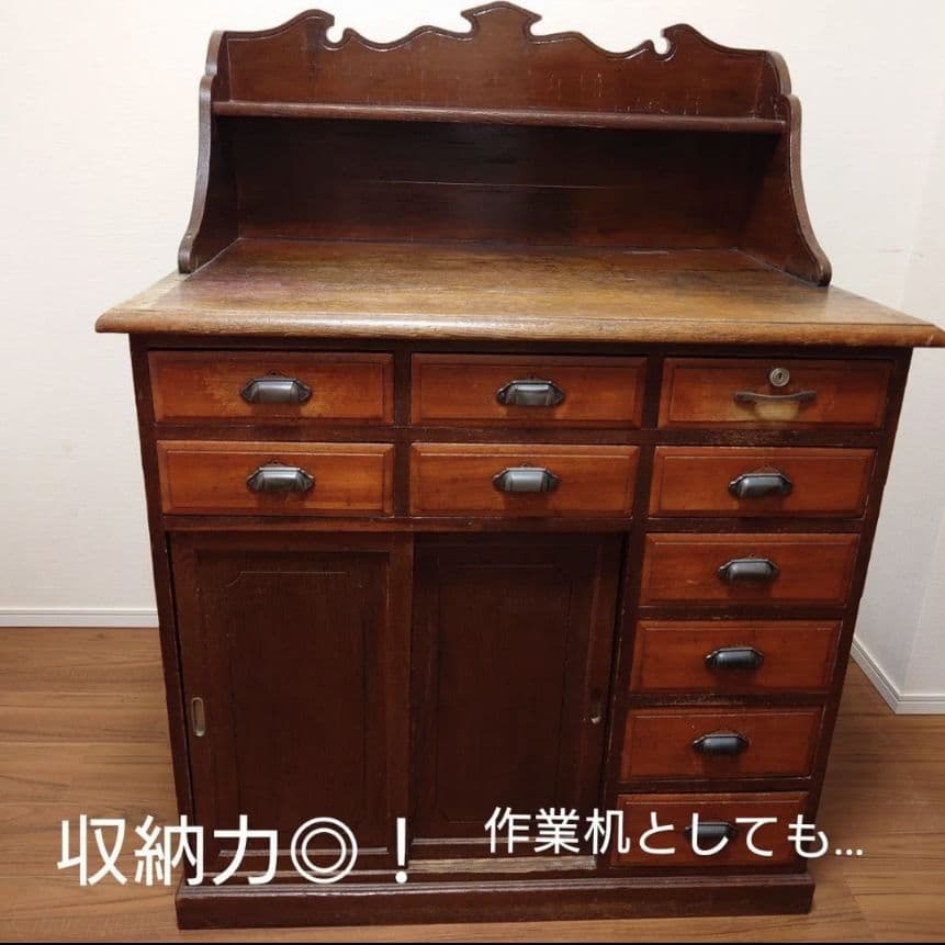 値下げ！【送料込】骨董 大正時代 机 ライティングビューロー デスク