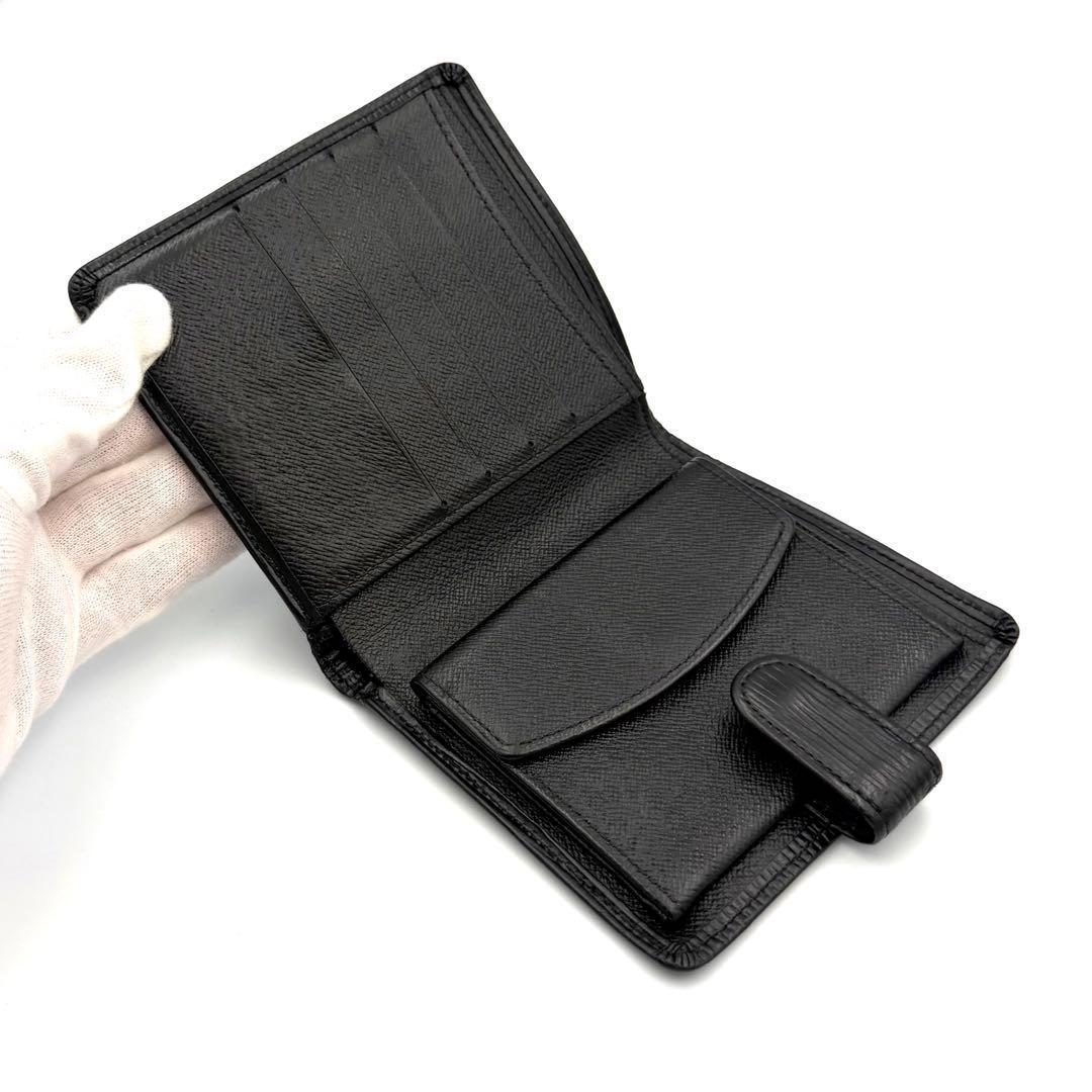 ルイヴィトン エピ ポルトビエコンパクト 二つ折り財布 ホック ブラック 黒