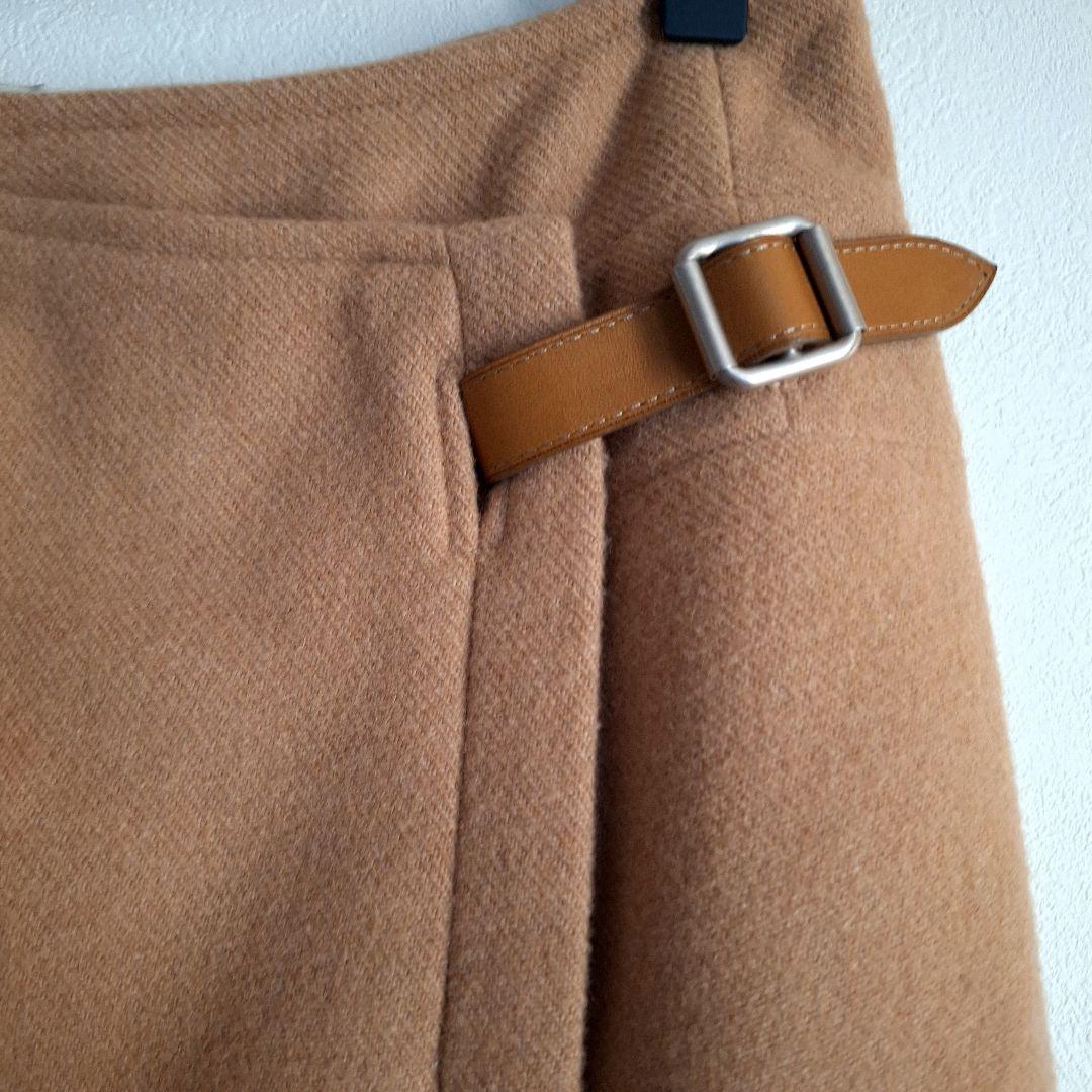 HERMES　マルジェラ期　キャメルヘア　アピベルト 【羊革】　巻きスカート