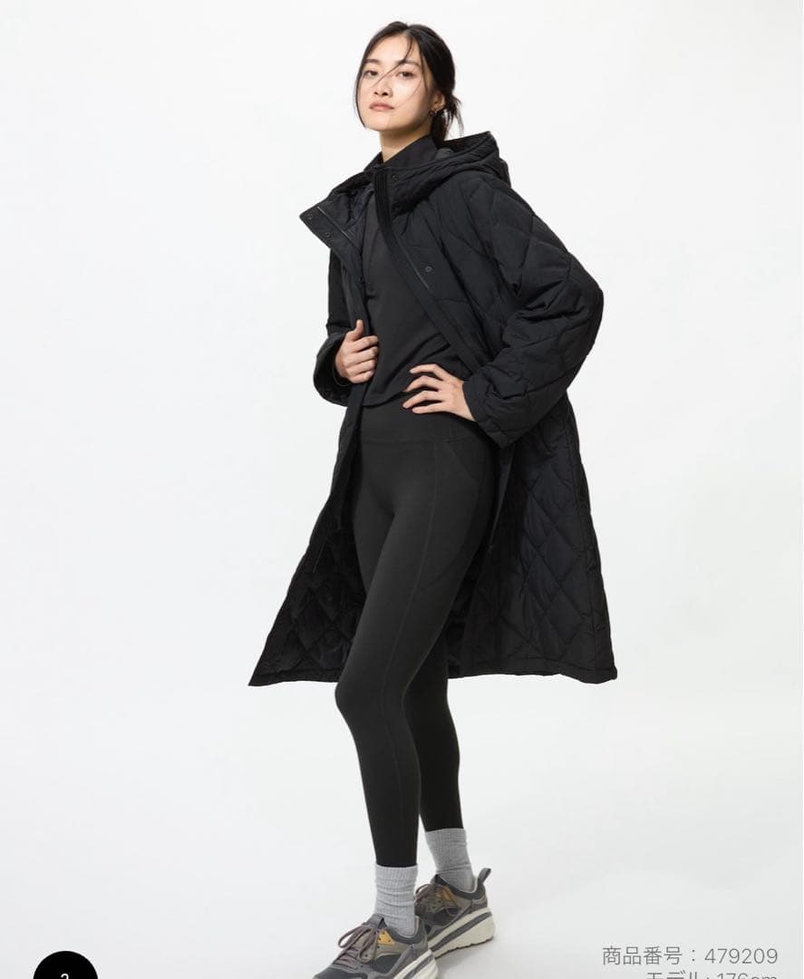 UNIQLO パフテックロングコートリラックスフィット　BLACK S