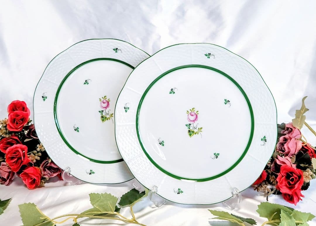 ヘレンド【未使用・美品】《ウィーンの薔薇》ディナープレート25.7cm2枚セット