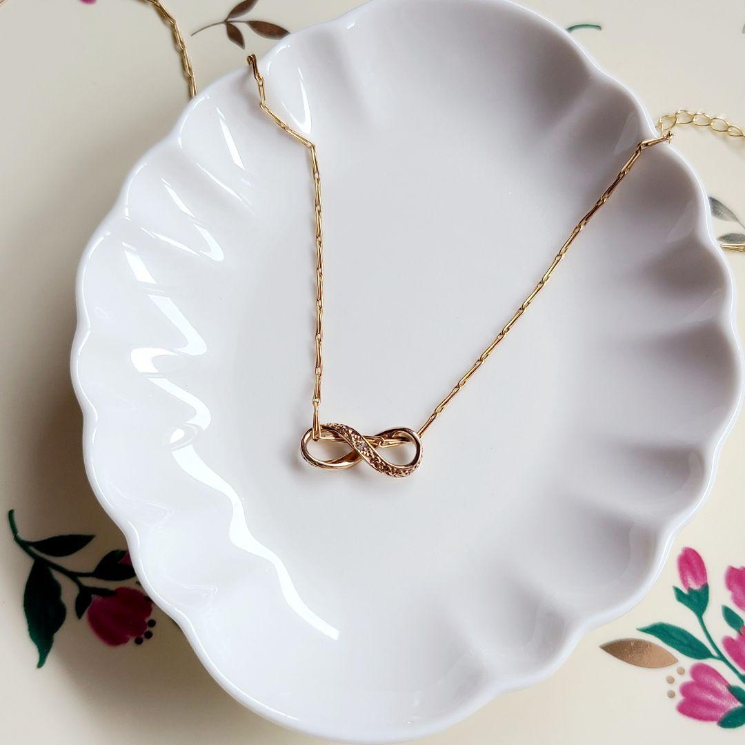 agete　アガット　K10　インフィニティ&リボン　チャーム　鏡リュウジ