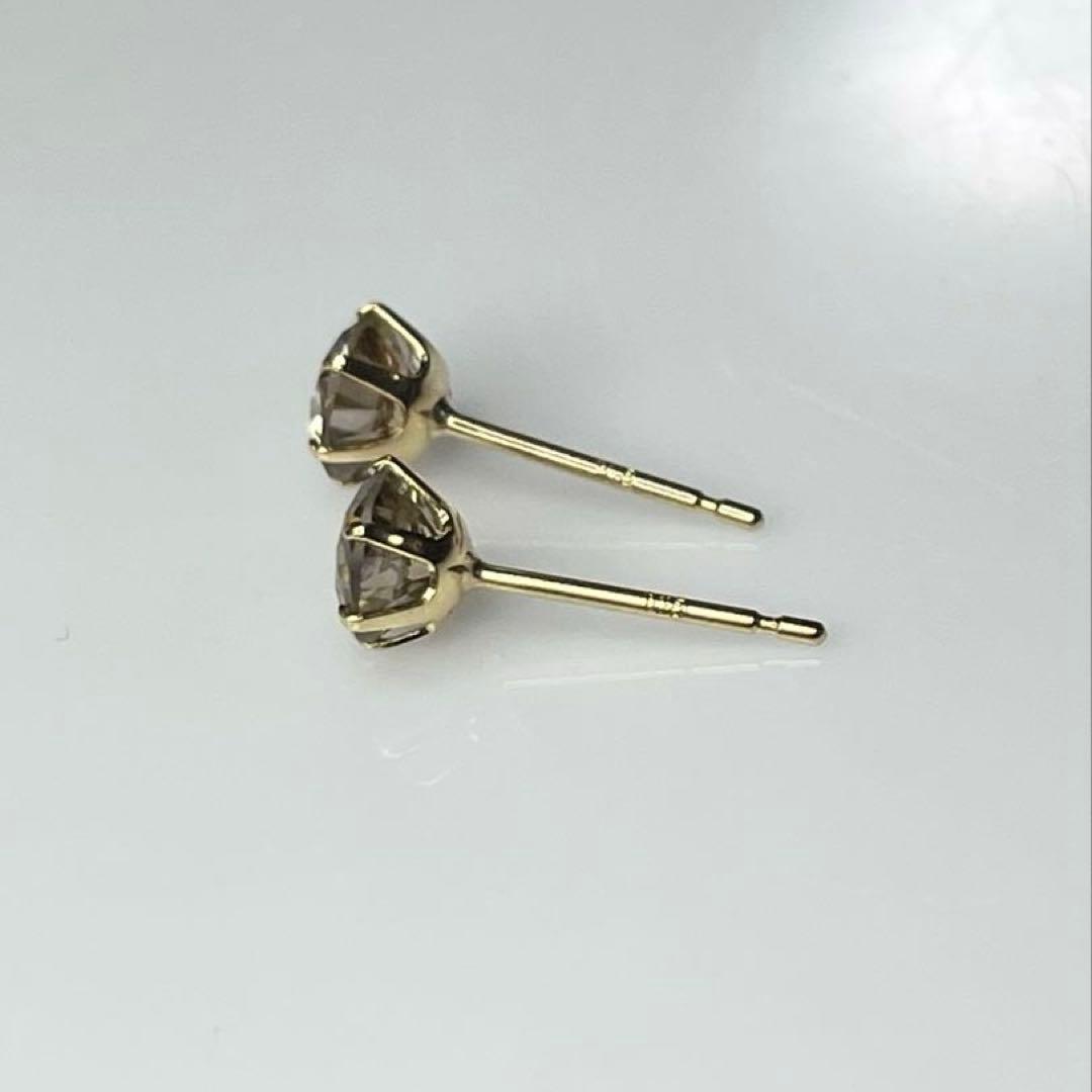 K18 天然ダイヤモンドピアス 計1.0ct ブラウン系 鑑別カード付き