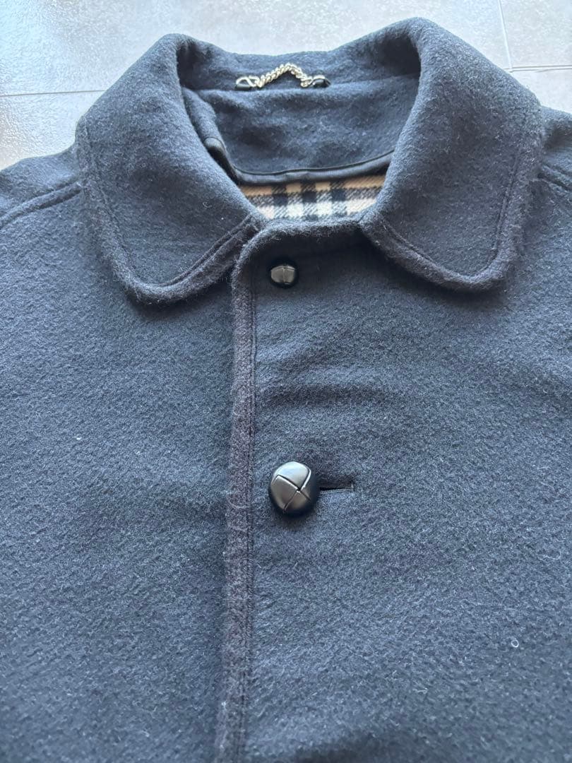 90s Burberry's ウール ハーフコート ブラック