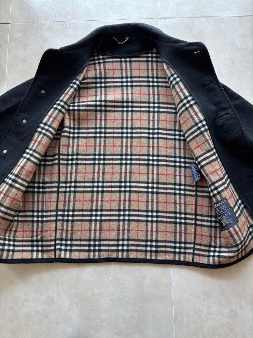 90s Burberry's ウール ハーフコート ブラック