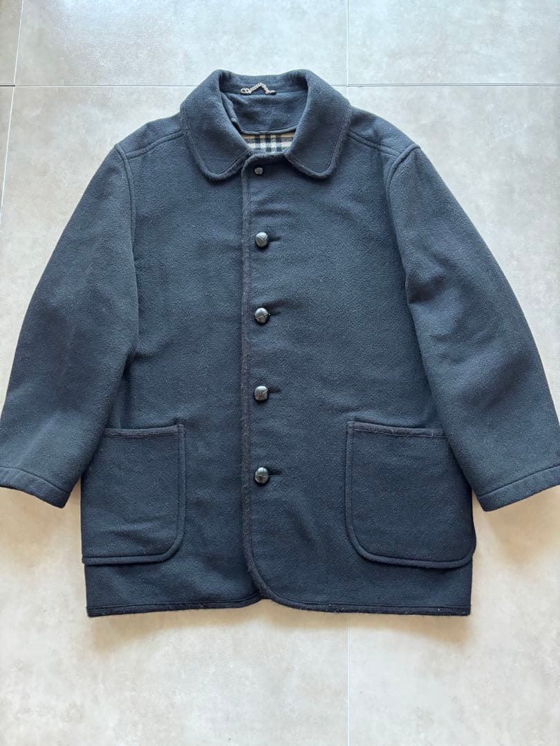 90s Burberry's ウール ハーフコート ブラック