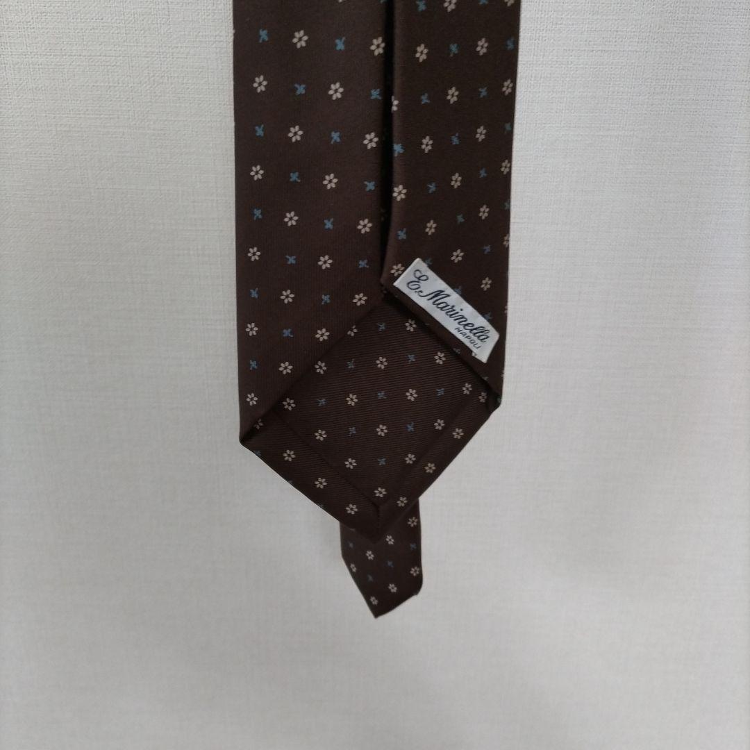 Eマリネッラ　ブラウン小紋ネクタイ