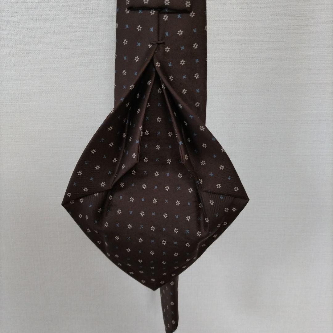 Eマリネッラ　ブラウン小紋ネクタイ