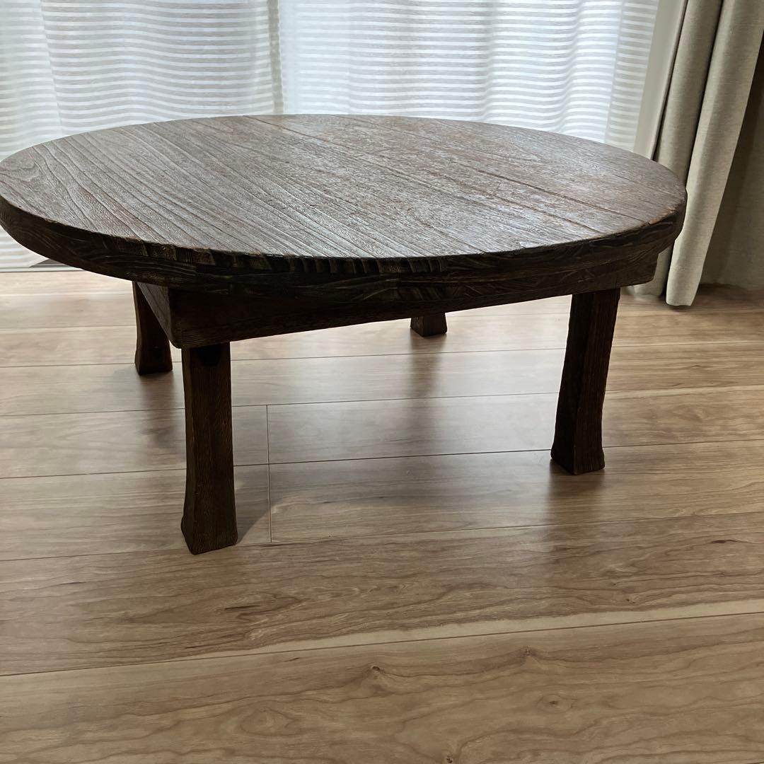 【レトロ】木製ちゃぶ台　約75cm