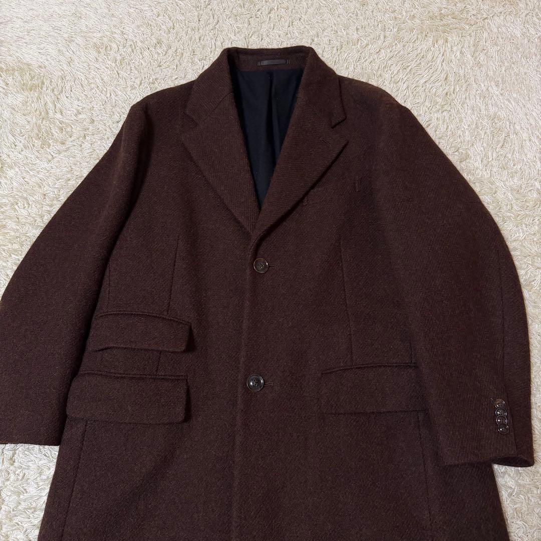 ☆極美品☆トゥモローランド　ビックチェスターコート　ヘリンボーン　ダークブラウン
