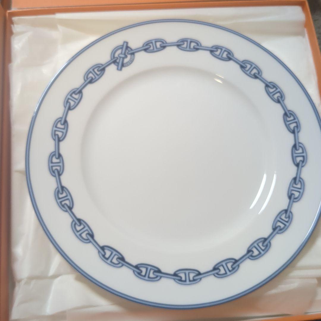 エルメス ブルーのチェーン模様 皿 セット