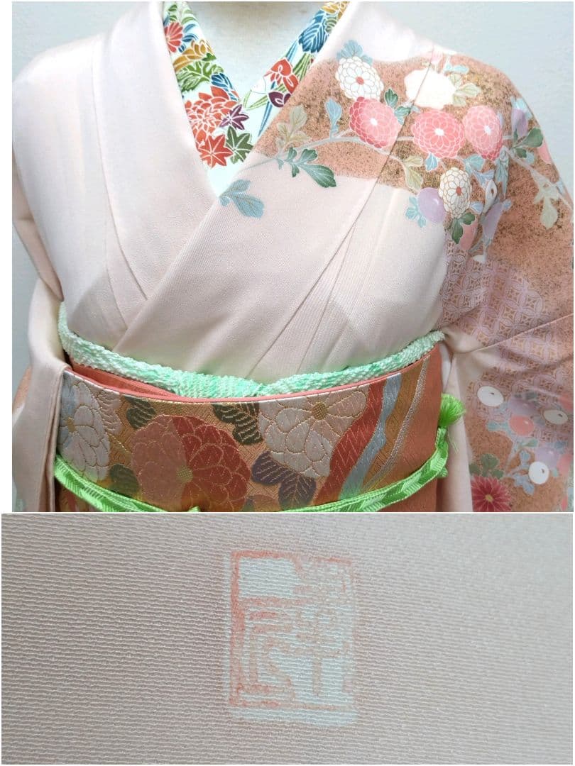 949　半額セール　薄ピンク系　作家もの　友禅訪問着　4点フルセット