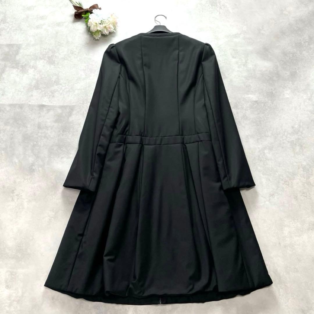 清楚✨ルネ ロングコート ダウンコート 黒 ビジュー 花 Aライン 38 M