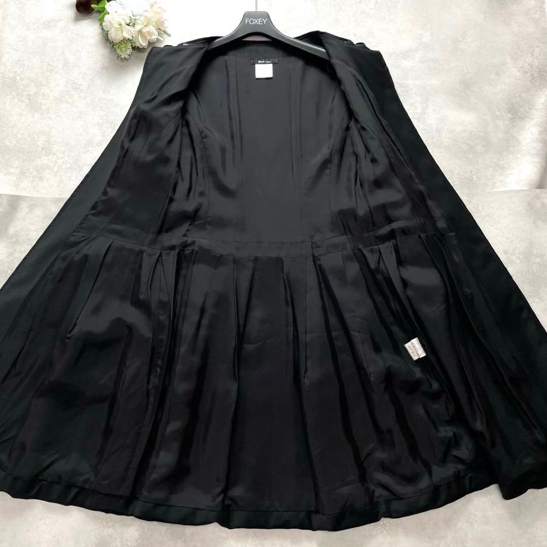 清楚✨ルネ ロングコート ダウンコート 黒 ビジュー 花 Aライン 38 M