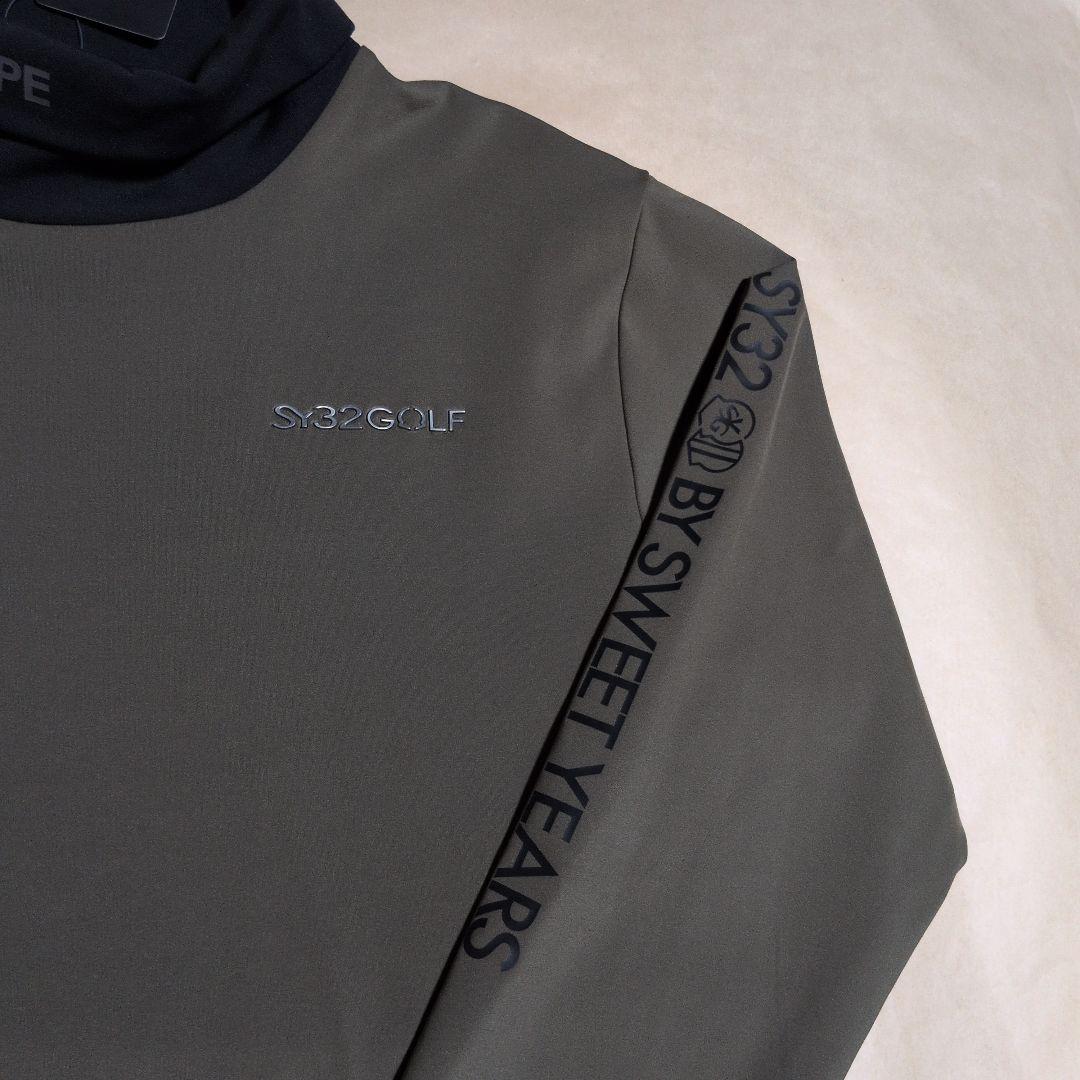 SY32:メンズ:Lサイズ:ハイネックシャツ:オリーブ色