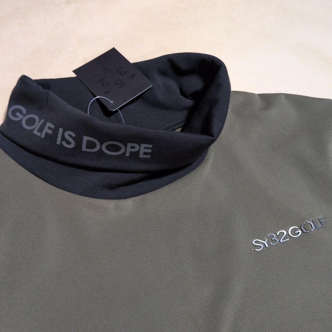 SY32:メンズ:Lサイズ:ハイネックシャツ:オリーブ色