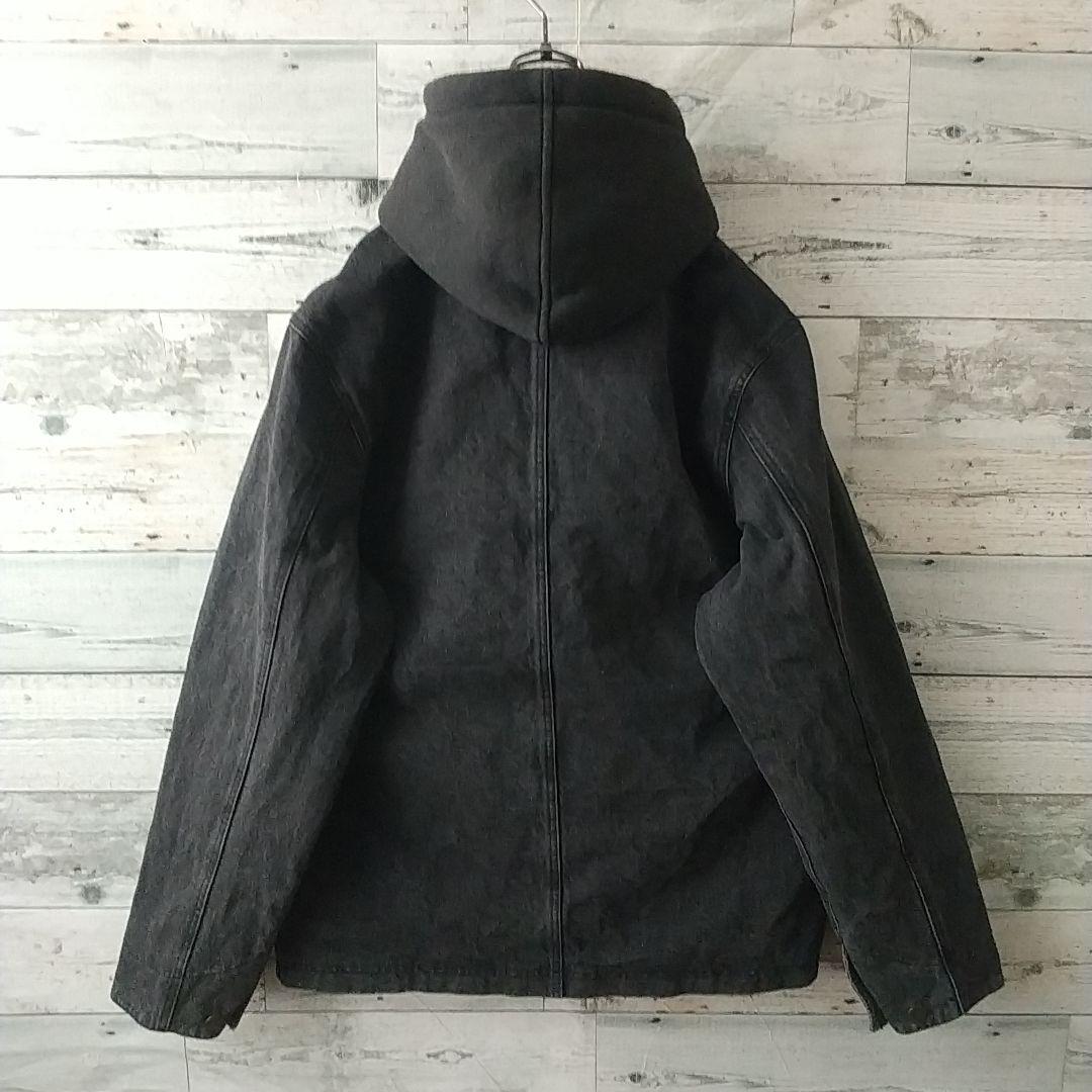 人気☆シュプリーム 刺繍ロゴ 襟切替 裏地チェック フード付 デニムジャケット