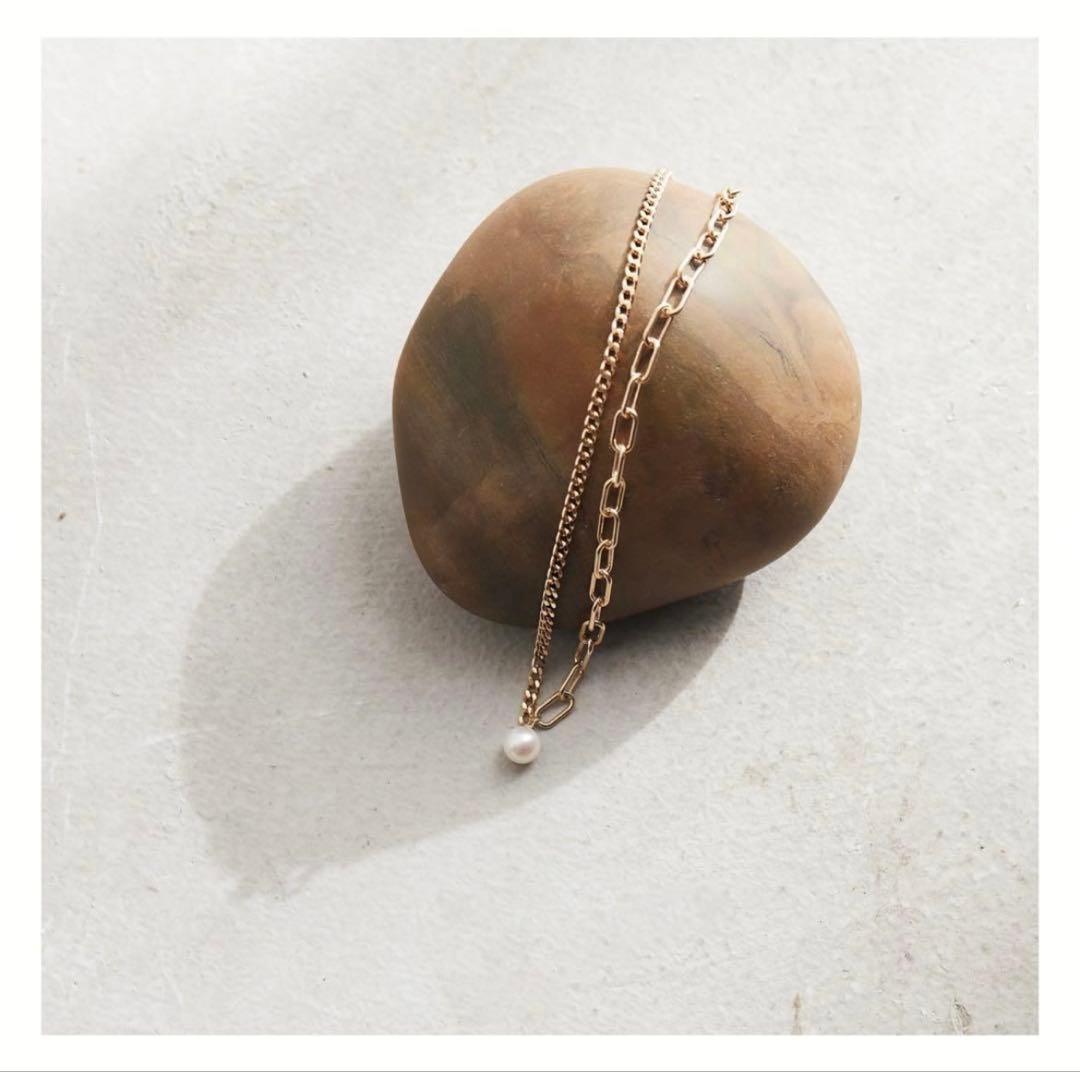 h.. 【link】アシンメトリーチェーンチョー カーネックレス gold