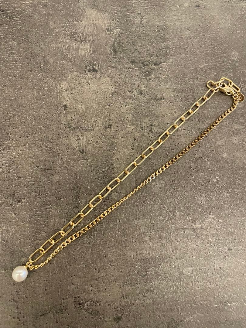 h.. 【link】アシンメトリーチェーンチョー カーネックレス gold