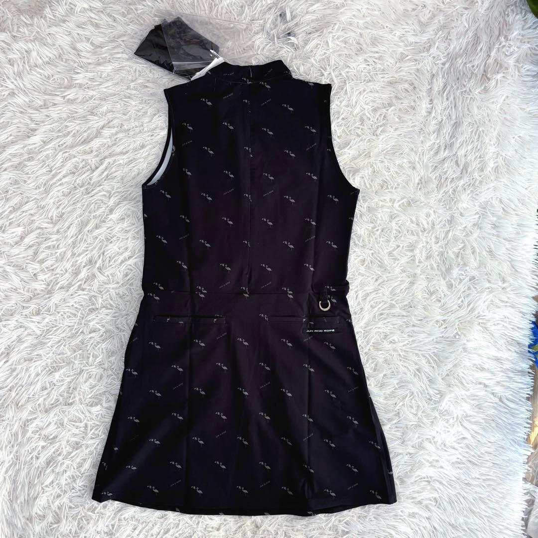 最新作 新品 JUN&ROPE ワンピース ノースリーブ 冷感 ストレッチ 総柄