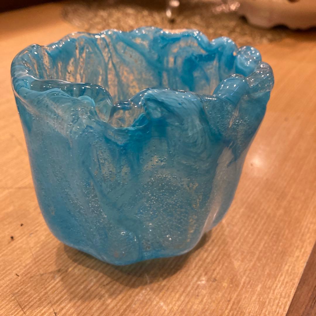 ヒロリンさん専用青色ガラスフランス製花瓶