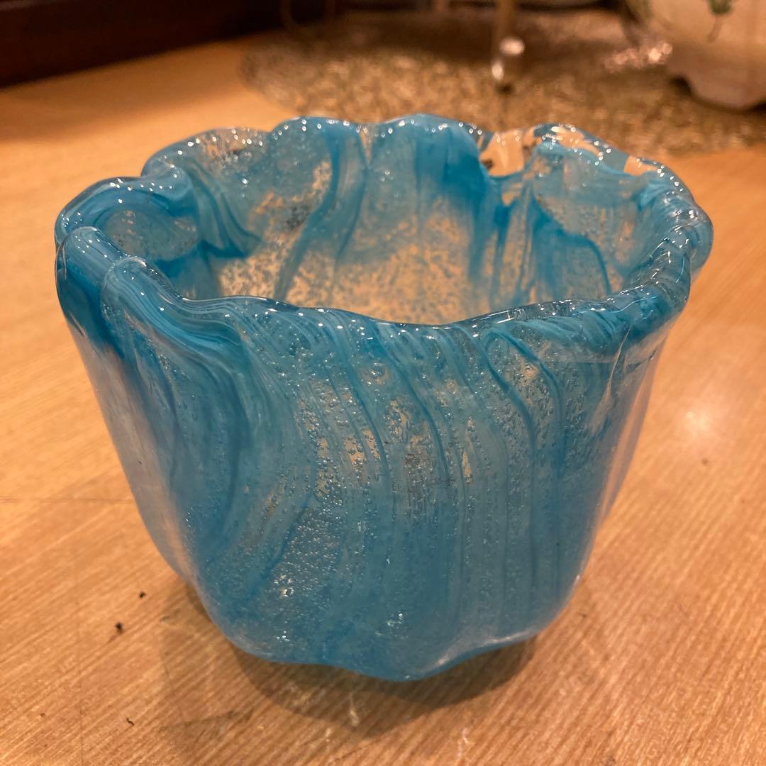 ヒロリンさん専用青色ガラスフランス製花瓶