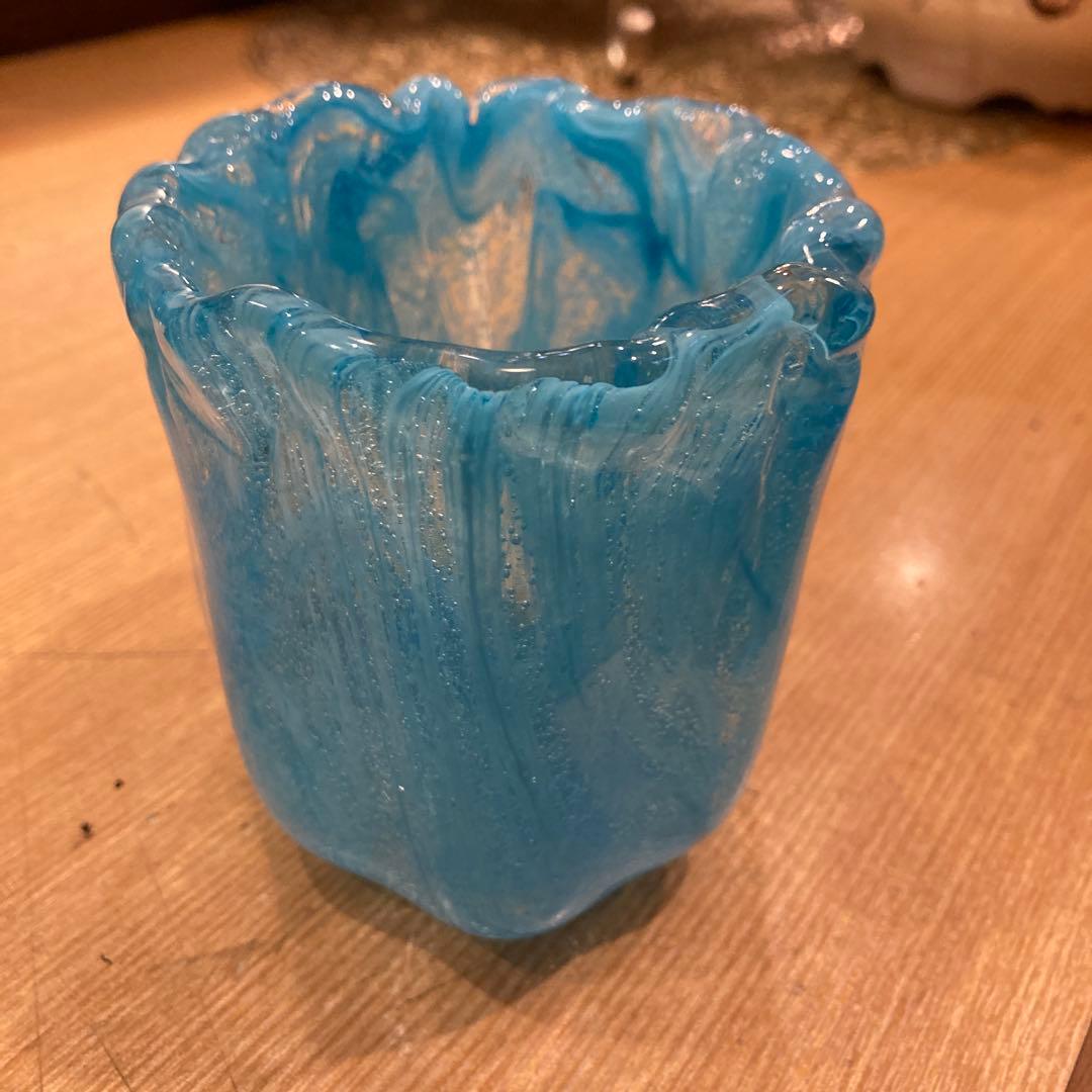 ヒロリンさん専用青色ガラスフランス製花瓶